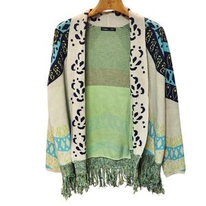 Gypsy 05 Global Village Open Front Knit Cardigan Sweater Women's Size M Boho
